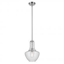 Kichler 42141CHCS - Everly 15.25&#34; 1-Light Bell Pendant with Clear Seeded Glass in Chrome