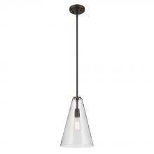 Kichler 42199OZCS - Everly 15.25&#34; 1-Light Cone Pendant with Clear Seeded Glass in Olde Bronze