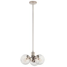 Kichler 52700PN - Silvarious 16.5 Inch 3 Light Convertible Pendant with Clear Crackled Glass in Polished Nickel