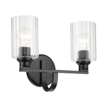 Kichler 55225BKFLU - Gioe 14.25&#34; 2-Light Vanity Light with Clear Fluted Glass in Black