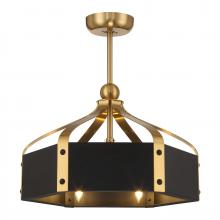 Savoy House 26-FD-7806-143 - Sheffield 6-Light LED Fan D&#39;Lier in Matte Black with Warm Brass Accents