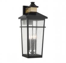 Savoy House 5-716-143 - Kingsley 4-Light Outdoor Wall Lantern in Matte Black with Warm Brass Accents