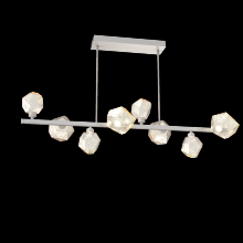 Hammerton PLB0039-T8-BS-A-001-L3 - Gem 8pc Twisted Branch-Beige Silver-Amber Blown Glass-Threaded Rod Suspension-LED 3000K