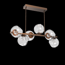 Hammerton PLB0086-T6-BB-FC-001-L1 - Luna 6pc Twisted Branch-Burnished Bronze-Floret Inner - Clear Outer-Threaded Rod Suspension-LED