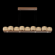 Hammerton PLB0091-0C-BB-B-CA1-L3 - Vessel 59-inch Platform Linear-Burnished Bronze-Bronze Blown Glass-Stainless Cable-LED 3000K