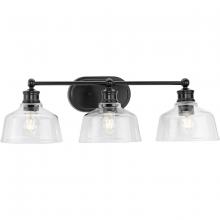 Progress P300397-31M - Singleton Collection Three-Light 26.5&#34; Matte Black Farmhouse Vanity Light with Clear Glass Shade