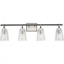 Progress P300483-009 - Cassell Collection Four-Light Brushed Nickel Matte Black Luxe Industrial Bath & Vanity Light