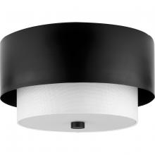 Progress P350249-31M - Silva Collection Two-Light Matte Black White Linen Shade 14&#34; Flush Mount