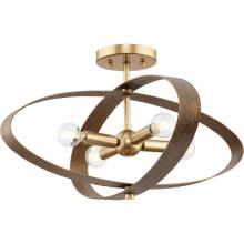 Progress P350280-205 - Allegheny Collection Four-Light Soft Gold Rustic Modern 24&#34; Semi-Flush Mount Light