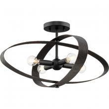 Progress P350280-31M - Allegheny Collection Four-Light Matte Black Rustic Modern 24&#34; Semi-Flush Mount Light
