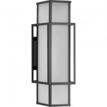 Progress P560357-31M - Unison Collection Two-Light Matte Black Etched Seeded Glass Contemporary Large Wall Lantern