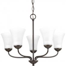 Progress P4770-20 - Classic Collection Five-Light Antique Bronze Etched Glass Traditional Chandelier Light