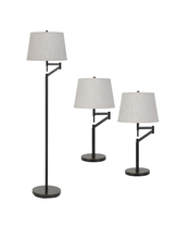 CAL Lighting BO-2874-3-DB - 61&#34; Floor and 26.25&#34; Height Metal Table Lamp Set in Dark Bronze Finish 3 Pcs package