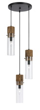 CAL Lighting FX-3583-3 - 13 3/8&#34; Glass Pendant in Dark Bronze Wood Finish