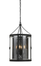 CAL Lighting FX-3617-4 - 28.5&#34; Inch Glass and Steel Chandelier in Black Smith Finish