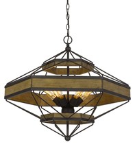 CAL Lighting FX-3702-6 - 25.75&#34; Height Pine Wood and Metal Fixture in Wood and Black Finish