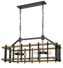 CAL Lighting FX-3705-6 - 26.75&#34; Height Pine Wood and Metal Fixture in Iron and Light Oak Finish