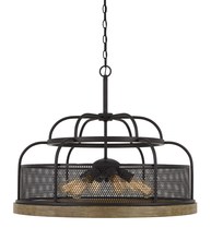 CAL Lighting FX-3706-6 - 30&#34; Height Pine Wood and Metal Fixture in Iron and Light Oak Finish