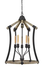 CAL Lighting FX-3707-5 - 35&#34; Height Pine Wood and Metal Fixture in Iron and Light Oak Finish