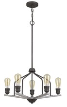 CAL Lighting FX-3716-5 - 34&#34; Height Metal Chandelier in Textured Bronze/Drifted Wood Finish