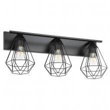 Eglo 205621A - 3 Lt Bath/Vanity Light With a matte black finish and Open Frame Geometric shades