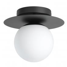Eglo 205631A - 1 Lt Ceiling Light Structured Black Finish and White Glass Shade 1-60W E26 Bulb