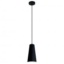 Eglo 205651A - 1 LT Mini Pendant With Structured Black Finish and Structured Black Exterior and White Interior