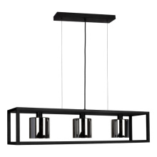 Eglo 390175A - 3 LT Linear Pendant w/ Black Finish & Metallic Smoked Glass Shades