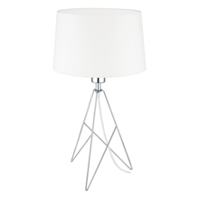 Eglo 39181A - 1 LT Table Lamp with a Geometric Shaped Chrome Base Finish and Round White Fabric Shade