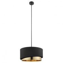 Eglo 39925A - 1 Lt Pendant With a Black Finish and Black and Gold Drum Shaped Shade