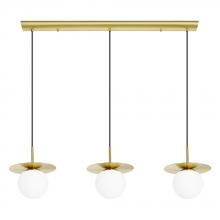 Eglo 39953A - Arenales - 3 LT Linear Pendant With a Brushed Brass Finish and White Opal Glass Shades