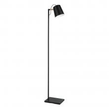 Eglo 43614A - 1 Lt Floor Lamp With a structured black finish and black exterior and white interior metal shade