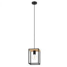 Eglo 99795A - 1 LT Open Fram Pendant With Structured Black and Wood Finish 1-60W E26 Bulb