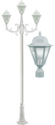 Dabmar GM1303-LED9-W - DANIELLA POST THREE LIGHT FIX W/ CLEAR GLASS 3 X LED 9