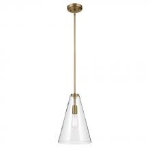 Kichler 42199NBR - Everly 15.25&#34; 1-Light Cone Pendant with Clear Glass in Natural Brass