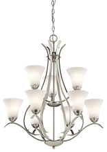 Kichler 43506NI - Keiran 33.25&#34; 9 Light Chandelier with Satin Etched White Glass in Brushed Nickel