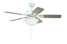Craftmade TCE42W5C1-C - 42&#34; Twist N Click Fan in White w/ White/Washed Oak Blades (3-Light Bowl)