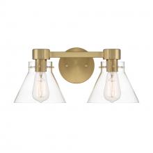 Designers Fountain D204M-2B-BG - Willow Creek 16.5 in. 2-Light Brushed Gold Contemporary Vanity Light with Clear Blown Glass Shades
