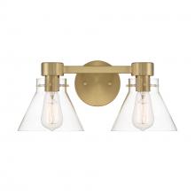 Designers Fountain D204M-2B-BG - Willow Creek 16.5 in. 2-Light Brushed Gold Contemporary Vanity Light with Clear Blown Glass Shades