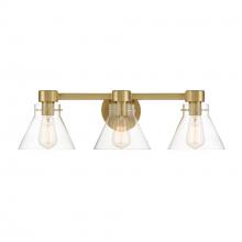 Designers Fountain D204M-3B-BG - Willow Creek 25 in. 3-Light Brushed Gold Contemporary Vanity Light with Clear Blown Glass Shades