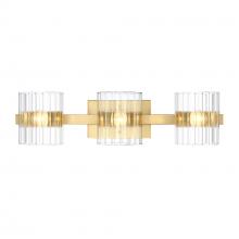 Designers Fountain D284C-3B-BG - Aries 24.25 in. 3-Light Brushed Gold Transitional Vanity Light with Ribbed Glass Shades