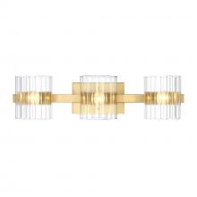 Designers Fountain D284C-3B-BG - Aries 24.25 in. 3-Light Brushed Gold Transitional Vanity Light with Ribbed Glass Shades