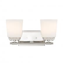 Designers Fountain D291M-2B-PN - Stella 14.25 in. 2-Light Polished Nickel Modern Vanity Light with Etched Opal Glass Shades