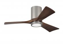 Matthews Fan Company IR3HLK-BN-WA-42 - Irene-3HLK three-blade flush mount paddle fan in Brushed Nickel finish with 42” solid walnut ton