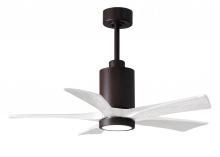 Matthews Fan Company PA5-TB-MWH-42 - Patricia-5 five-blade ceiling fan in Textured Bronze finish with 42” solid matte white wood blad