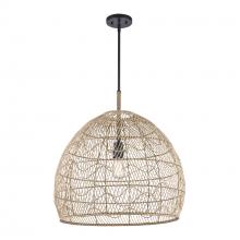 Trans Globe PND-2249 BK - 1LT PENDANT RATTAN WAVE 23&#34;-BK