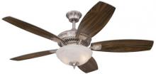 Westinghouse 7209400 - 52 in. Brushed Nickel Finish Reversible Blades (Rich Walnut/Bird&#39;s Eye Maple) White Alabaster