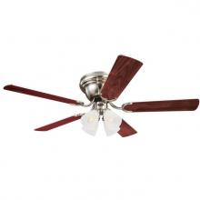 Westinghouse 7232000 - 52 in. Brushed Nickel Finish Reversible Blades (Rosewood/Bird&#39;s Eye Maple) Frosted Ribbed Glass