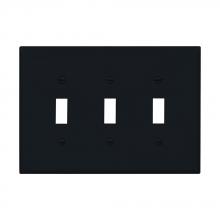 Eaton Wiring Devices PJ3BK-SP-L - Wallplate 3G Toggle Poly Mid BK