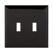 Eaton Wiring Devices PJ2BK-SP-L - Wallplate 2G Toggle Poly Mid BK